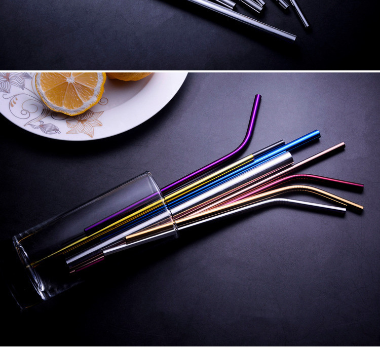 304 Stainless Steel Drinking Straw Colorful Titanium-Plated Milk Tea Straw Cross-Border Straw Factory Wholesale