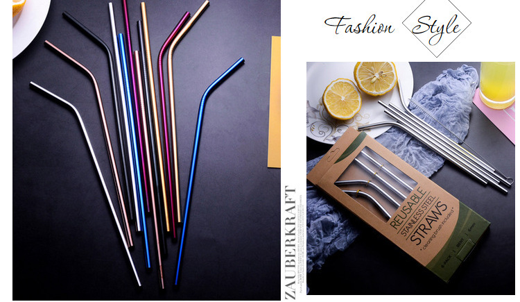 304 Stainless Steel Drinking Straw Colorful Titanium-Plated Milk Tea Straw Cross-Border Straw Factory Wholesale