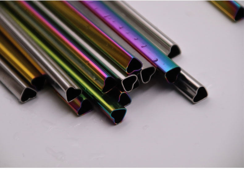 Whole Food Grade 304 Stainless Steel Straw Creative Cute Heart Shape Drinking Straw Peptide Plated Health Milk Tea Straw