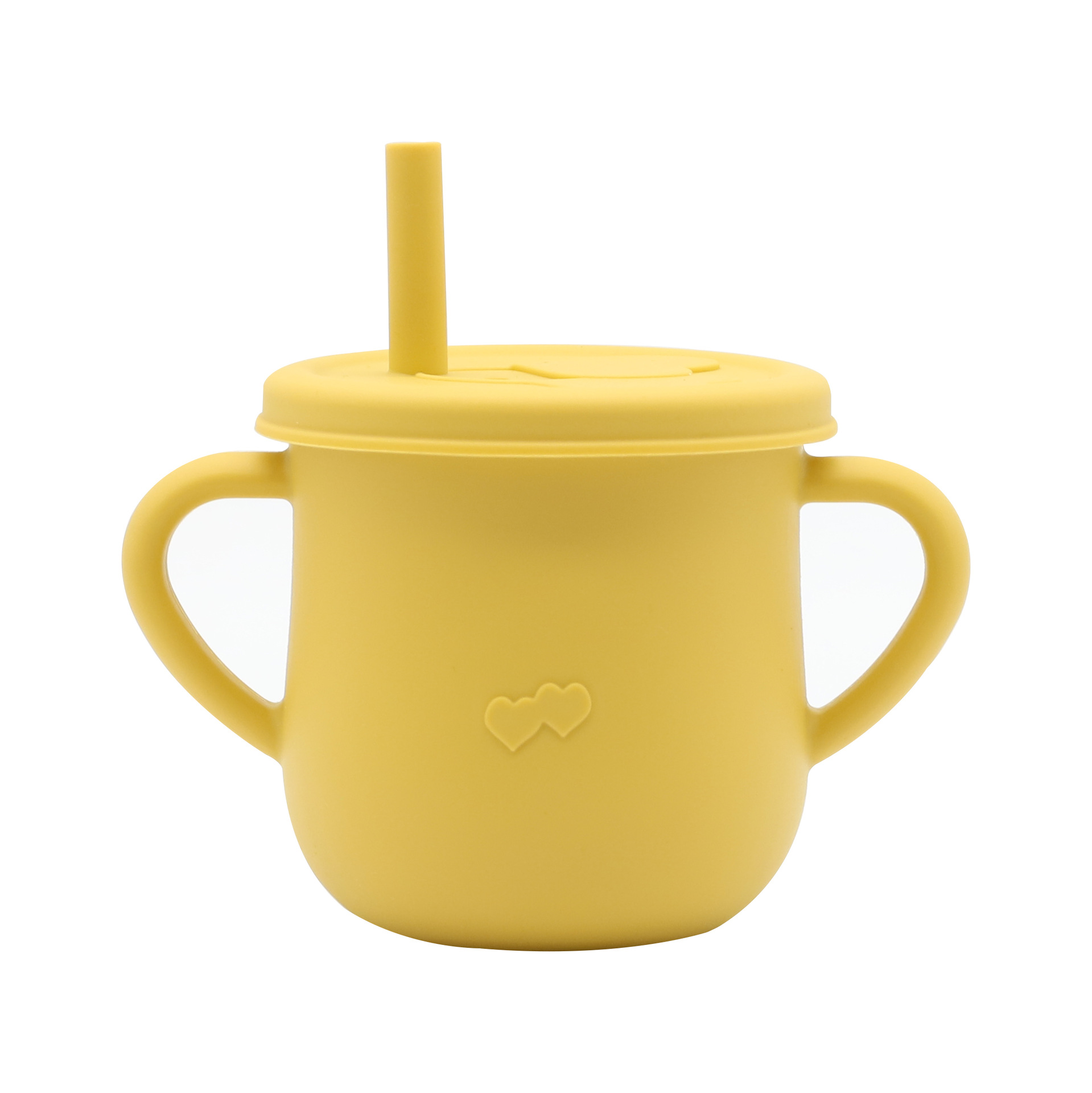 Children&#039;s Silicone Cup with Straw Drinking Cup TwoinOne Training Cup DropResistant AntiSpill Binaural NoSpill Cup