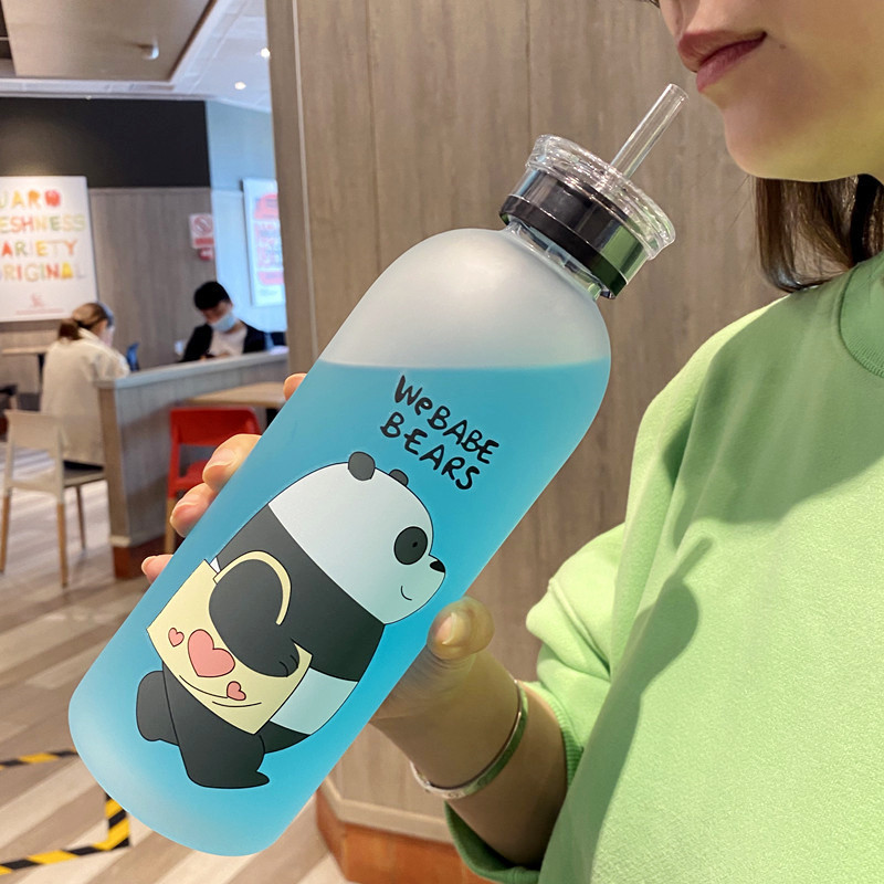Factory Direct Large Capacity 1000ml Plastic Drinking Straw Unisex Student Korean Cute Cup Ins Portable