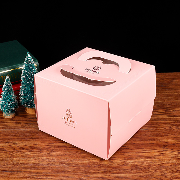 Corrugated Box White Card Box 6/8/10/12-Inch Customized Birthday Portable Cake Box Golden of European Style Baking Box