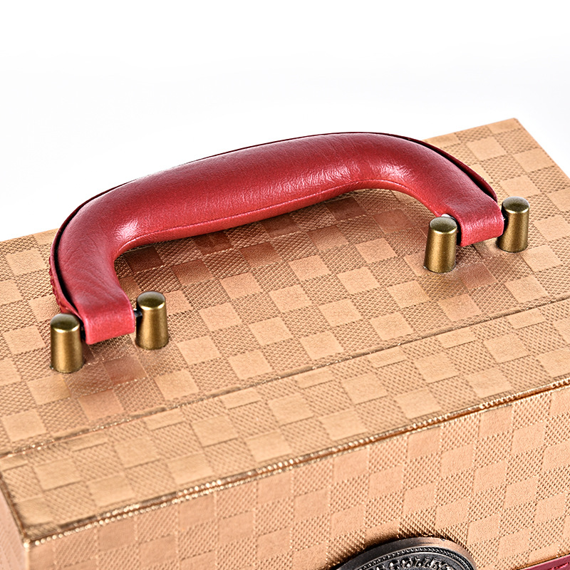 High grade gift box red wine leather box customized red wine box leather double-branch gift packaging PU packaging box manufacturer High grade gift box red wine leather box customized red wine box leather double-branch gift packaging PU packaging box manufacturer
