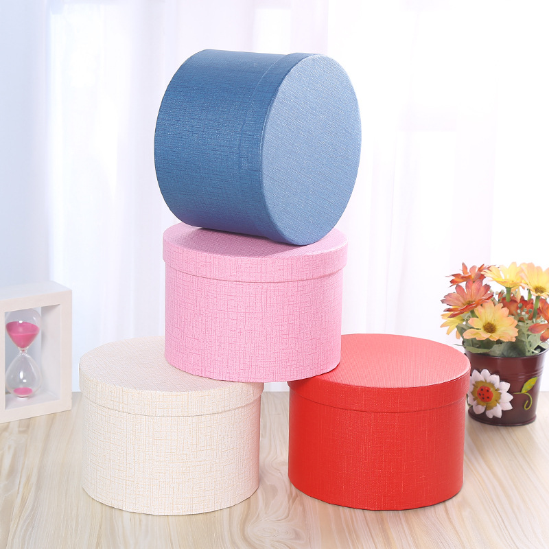 Round Gift Box Hand-Held Leather Flower Pot Flower Box Hand-Held Gift Box Rose Bouquet Box Apple Box