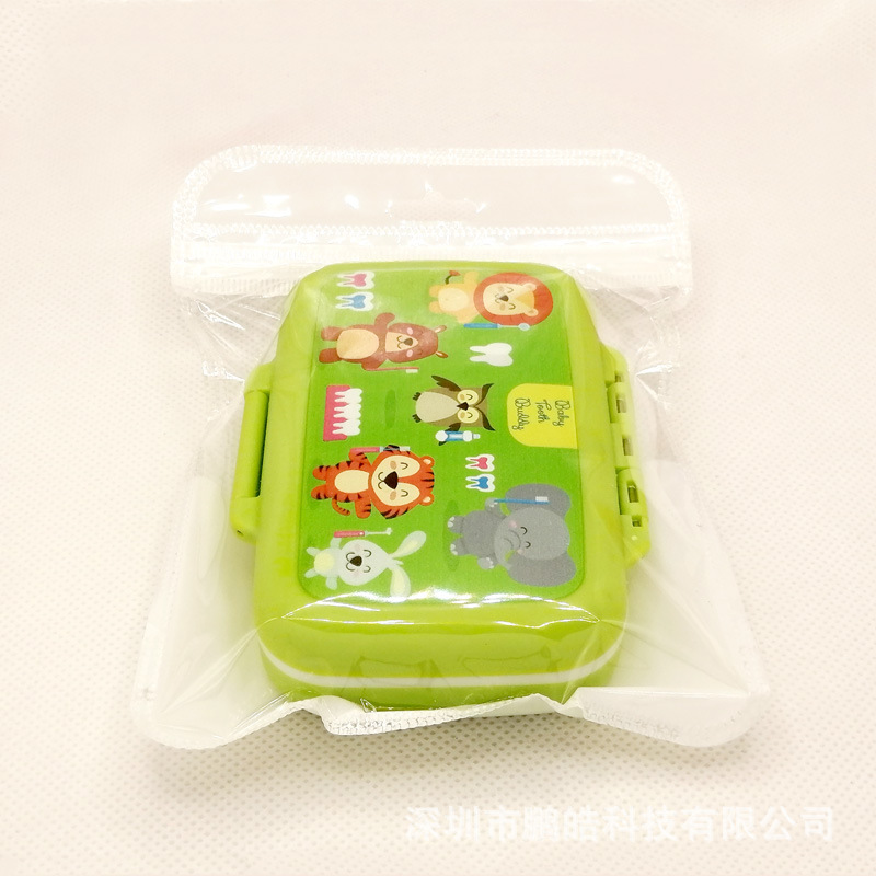 Baby's Milk Teeth Box Green Pp Plastic Box with Eva Ring Lining Teeth Storage Collection House Children's Adult Ceremony