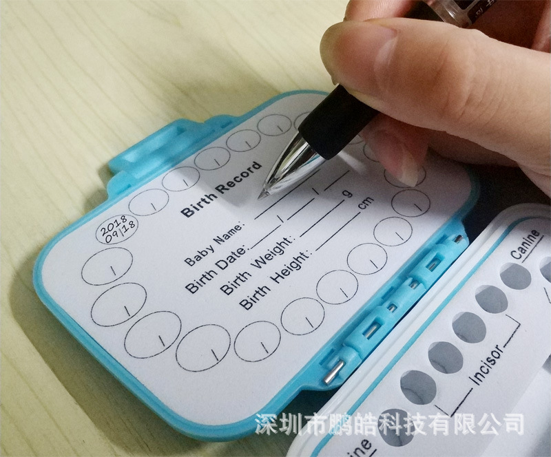 Baby's Milk Teeth Box Green Pp Plastic Box with Eva Ring Lining Teeth Storage Collection House Children's Adult Ceremony
