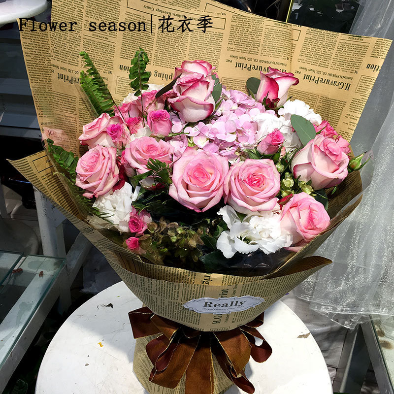 Flower wrapping paper high-grade vintage kraft paper double-sided bouquet thickened Flower shop Flower bouquet wrapped paper