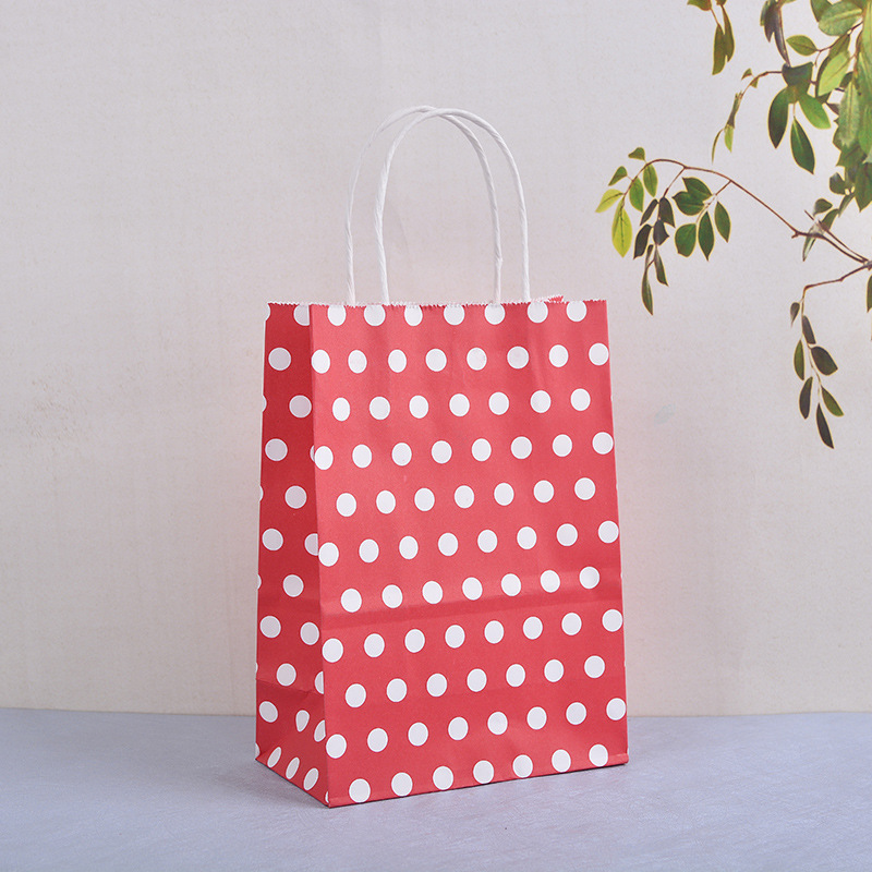 Factory Direct Sales Kraft Paper Dot Gift Bag High-End Imported Kraft Paper Clothing Candy Packaging Handbag