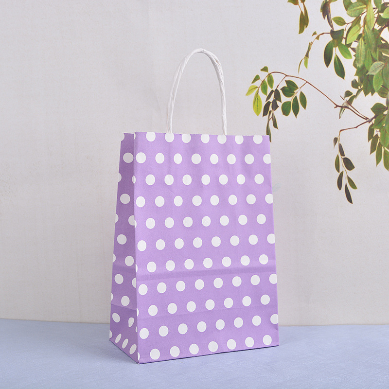 Factory Direct Sales Kraft Paper Dot Gift Bag High-End Imported Kraft Paper Clothing Candy Packaging Handbag
