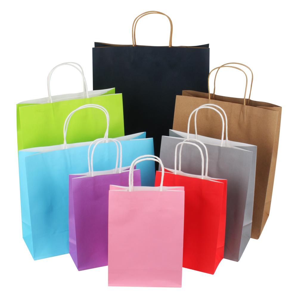 Factory Currently Available White Kraft Paper Portable Paper Bag Shopping Paper Bag Customized Color Packaging Gift Bag Customized Printed Logo