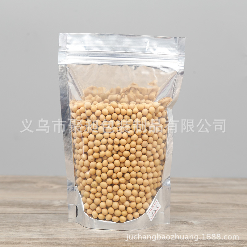 Self-Supporting Self-Sealing Bag (Half in Aluminium Foil, Half in Transparent Material) Grocery Bag Packing Bag Spot Vacuum Bag Kraft Paper Bag Aluminum Foil Bag