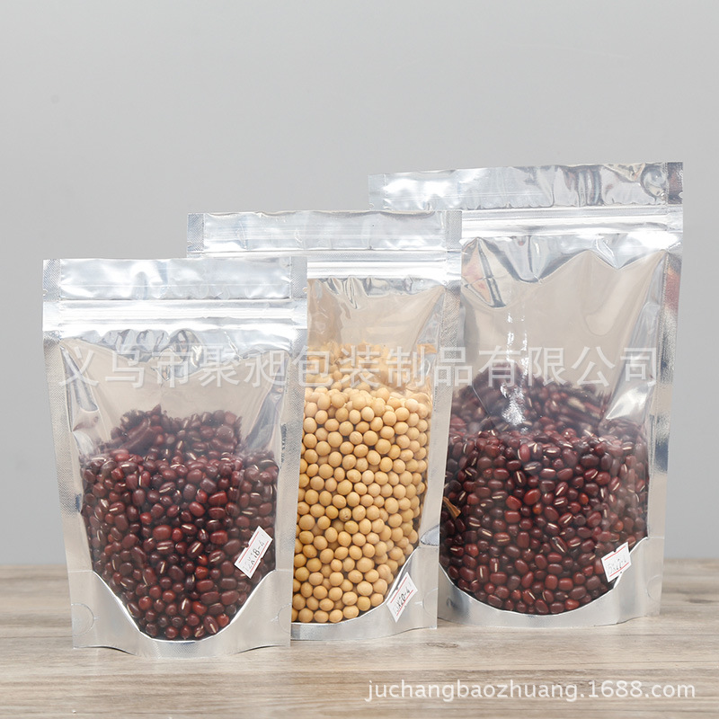 Self-Supporting Self-Sealing Bag (Half in Aluminium Foil, Half in Transparent Material) Grocery Bag Packing Bag Spot Vacuum Bag Kraft Paper Bag Aluminum Foil Bag