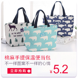 Japanese large portable lunch bag with rice portable lunch box with metal aluminum foil bag with ice bento bag