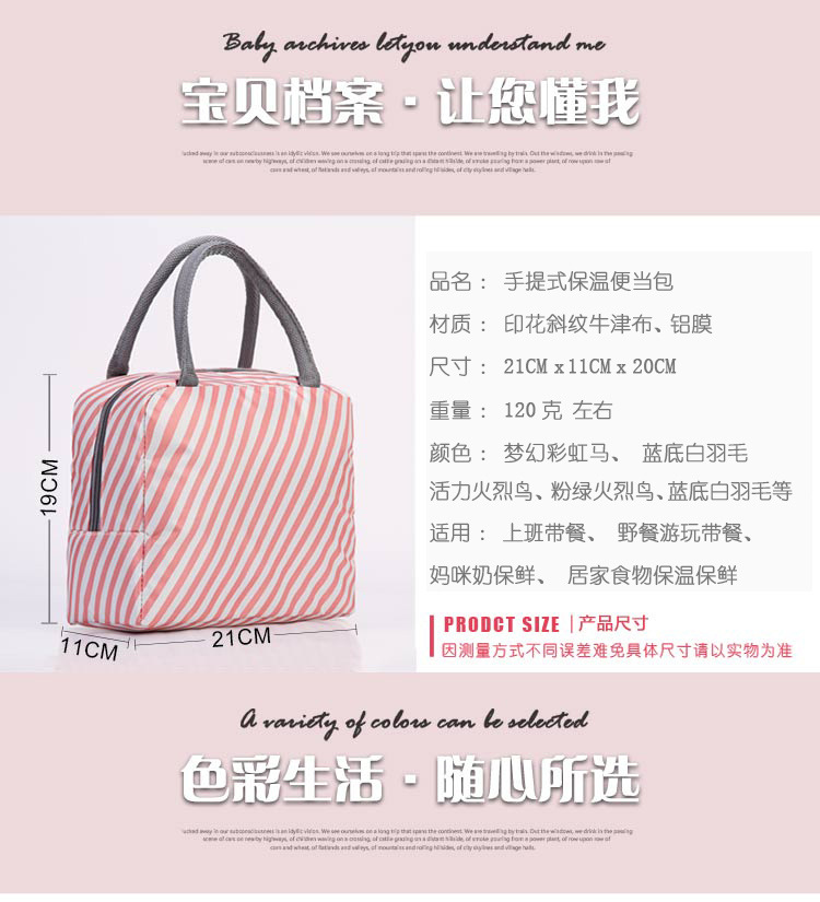 Japanese large portable lunch bag with rice portable lunch box with metal aluminum foil bag with ice bento bag