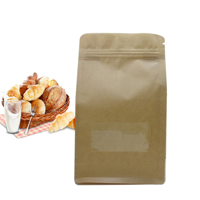 Eight-Side Sealed Kraft Paper Window Doypack Zippered Food Bag Nut Bag Melon Seeds Packaging Bag