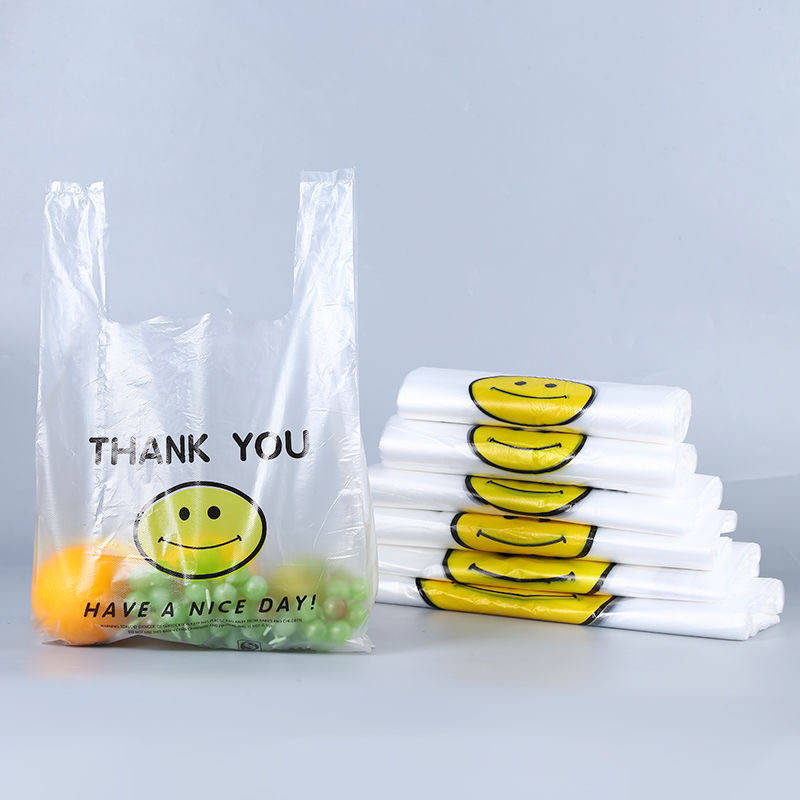 Smiley face shopping bag food bag takeout doggie bag household garbage bag can be wholesale or customized