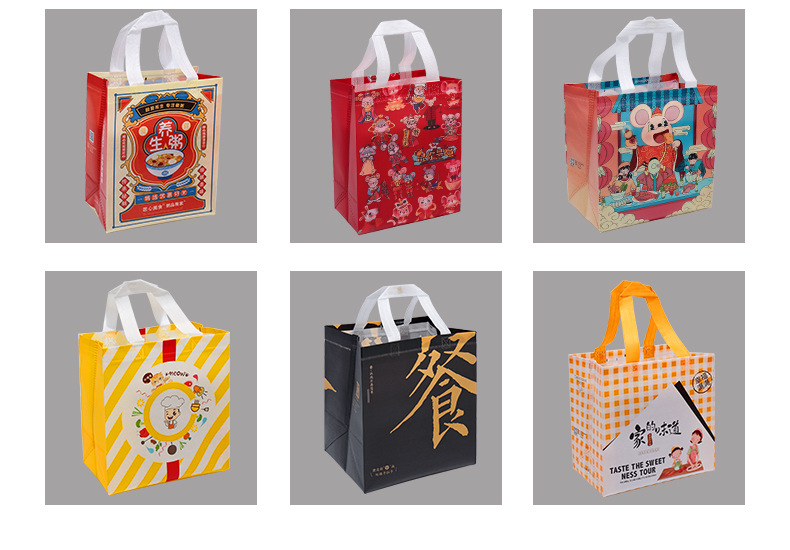 Non-woven takeout takeout bag custom printing logo barbecue handbag waterproof laminating fast food bag custom