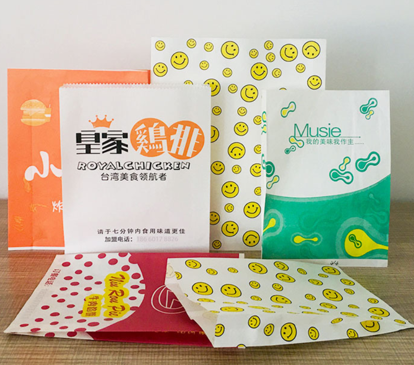  Food Bag French Fries Oil-Proof Wrapping Paper Bag Fried Chicken Chop Snack Packing Bag Disposable Customization
