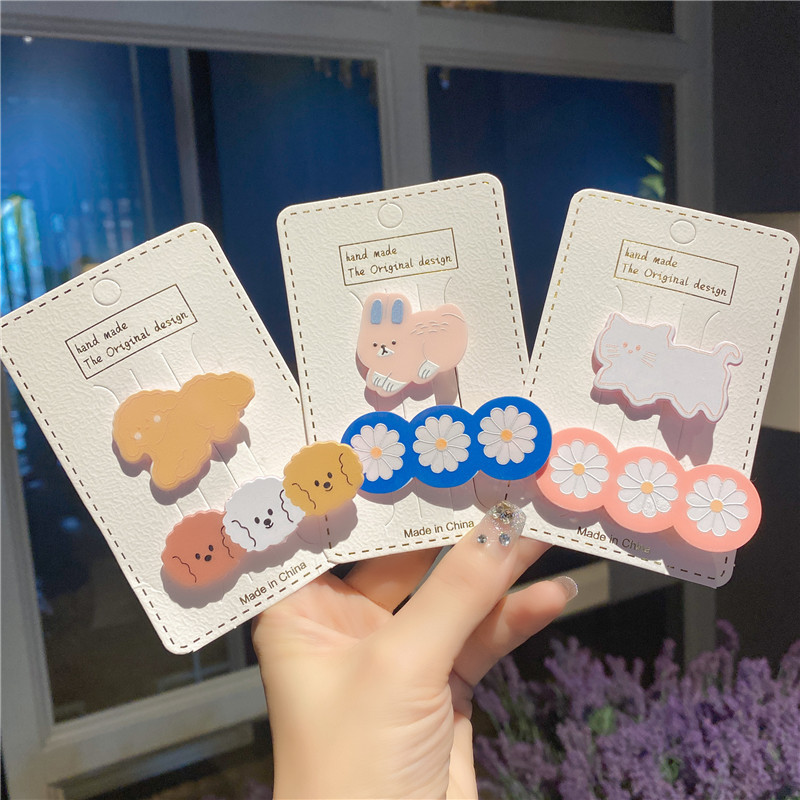 Girls&#039; Cartoon Animal Clip Hairware Baby Broken Hair Hairpin Children&#039;s Summer Hair Accessories Barrettes Card Female