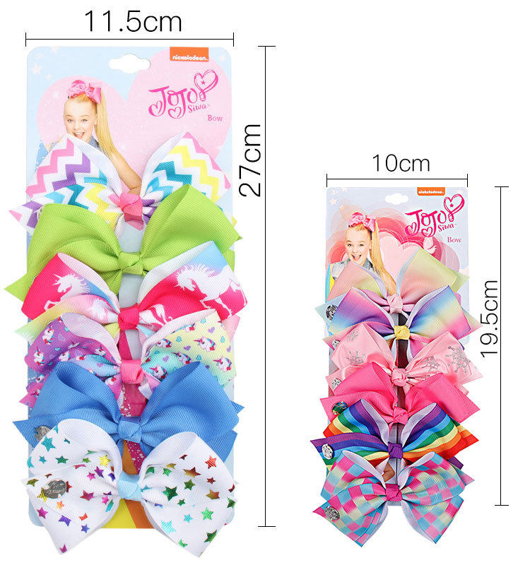 Cross-Border Hot 5-Inch JoJo Bow Barrettes Set 6 Colors One Card Children&#039;s Hairpin Headdress European and American Hair Accessories