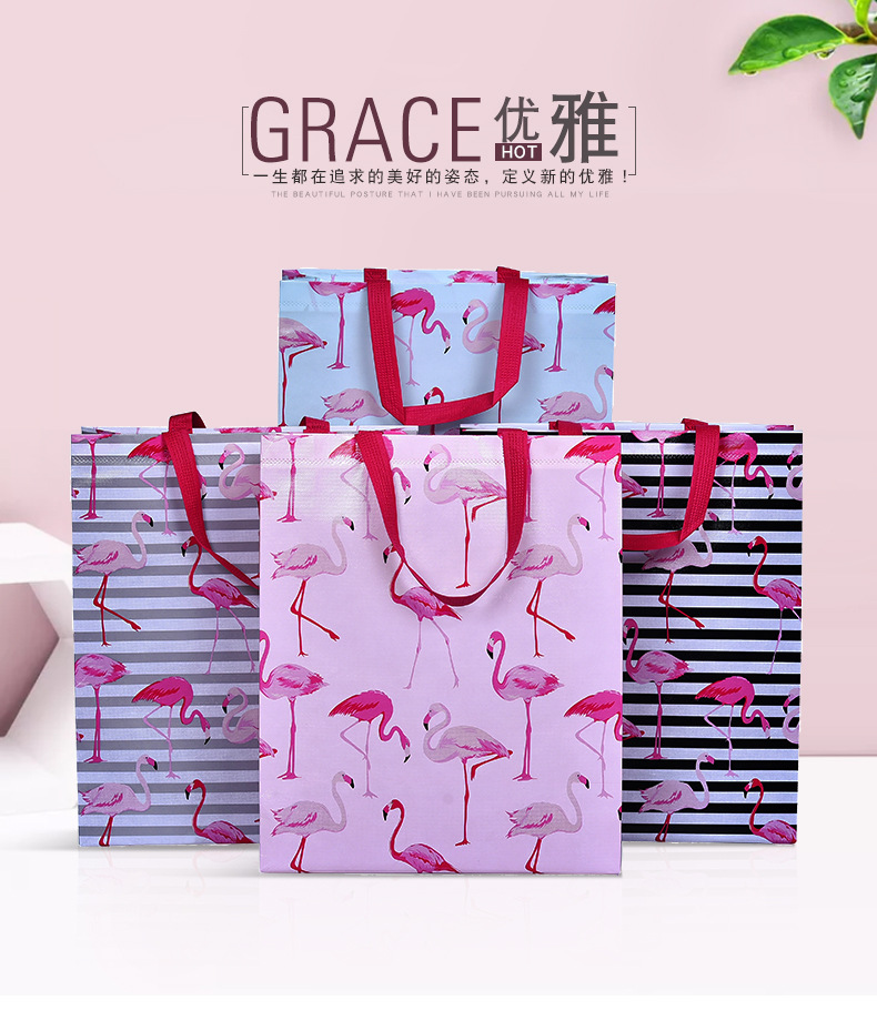 Laminated Non-Woven Bag Cartoon Flamingo Bag Nonwoven Fabric re ya dai Stereoscopic Bags Currently Available Wholesale Laminated Non-Woven Bag Cartoon Flamingo Bag Nonwoven Fabric re ya dai Stereoscopic Bags Currently Available Wholesale