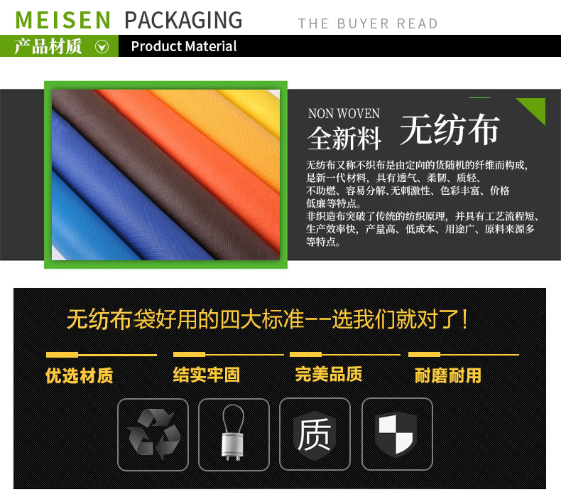 Laminated Non-Woven Bag Customized Take-out Hand-Held Packing Bags Environmental Protection Education Promotion Nonwoven Fabric Bag Customized Logo