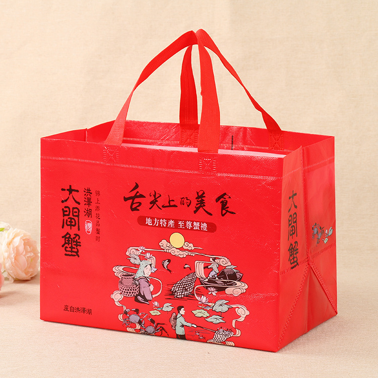Laminated Non-Woven Bag Customized Take-out Hand-Held Packing Bags Environmental Protection Education Promotion Nonwoven Fabric Bag Customized Logo