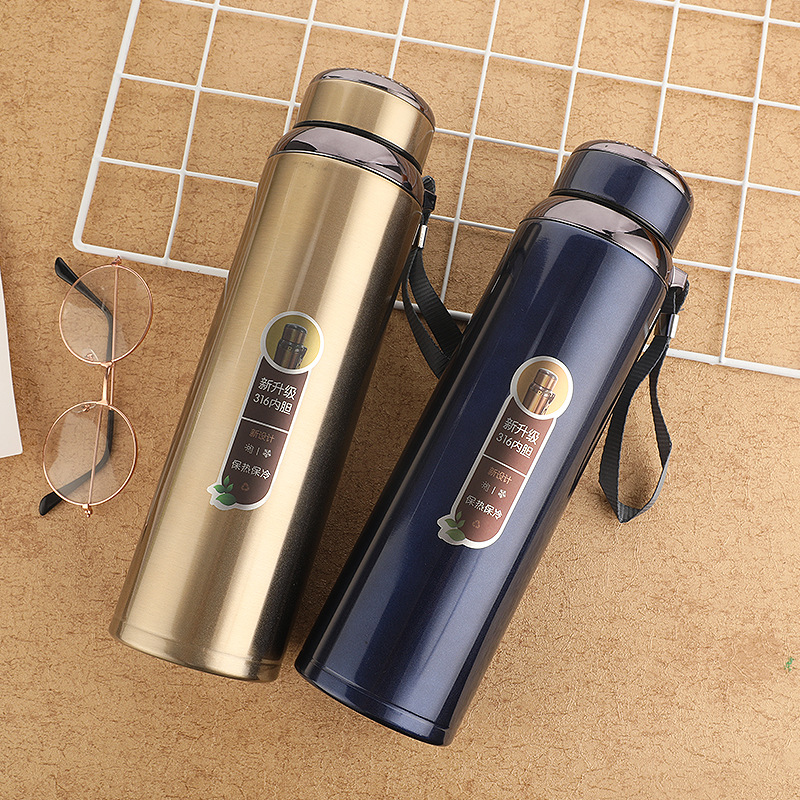 New 316 Stainless Steel Large Capacity Thermos Outdoor Portable with Rope Handle Thermal Insulation Travel Pot 