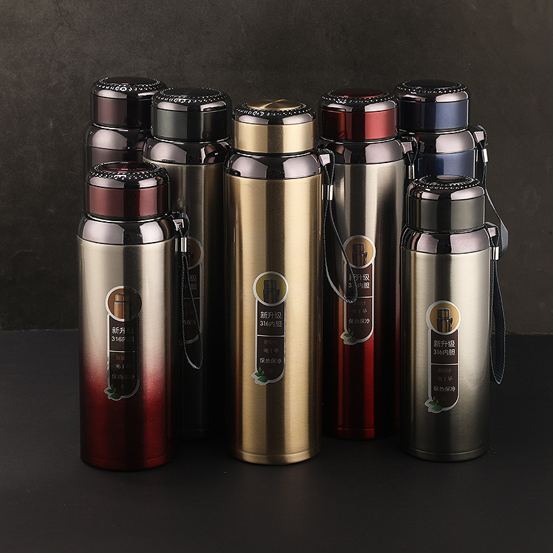 New 316 Stainless Steel Large Capacity Thermos Outdoor Portable with Rope Handle Thermal Insulation Travel Pot 