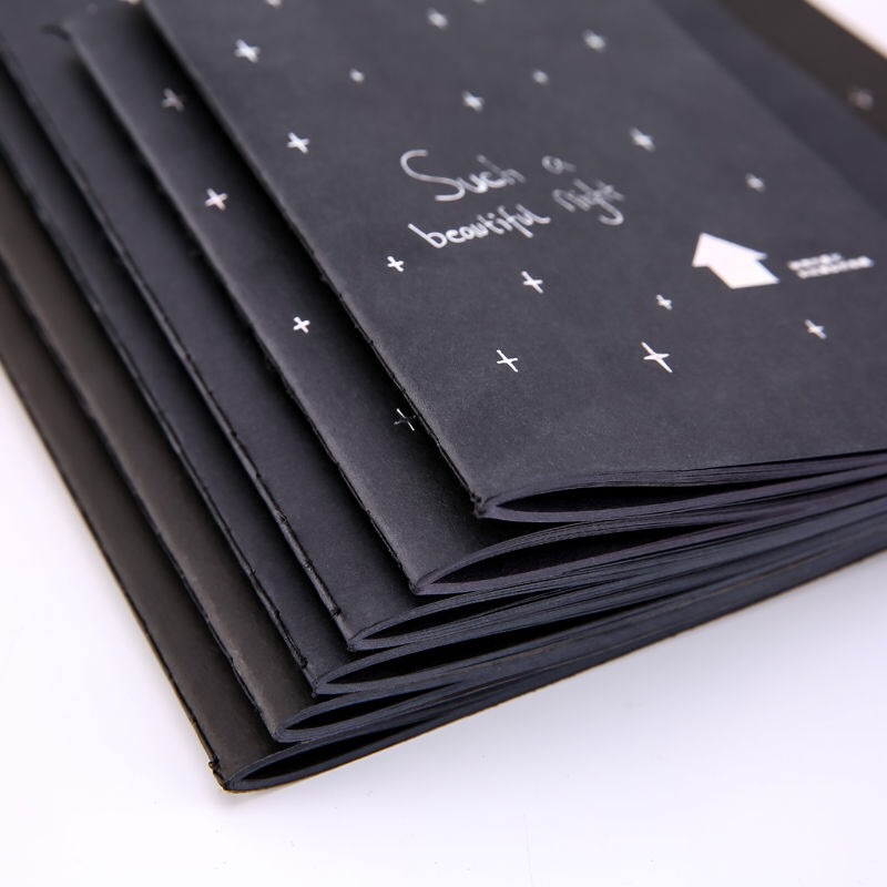 Internet Celebrity Black Paperboard DIY Creative Sketch Book Blank Inner Page Pure Black Paper Journal Book Notepad Student Hand Drawn