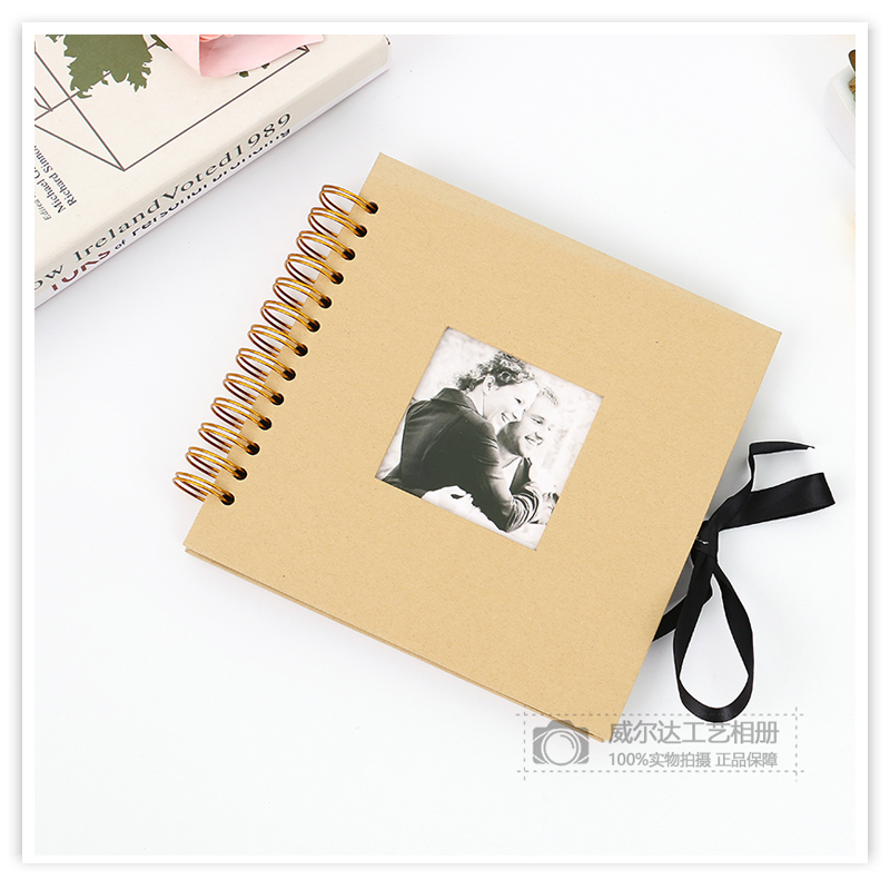Cross-Border Source Manufacturer Black Paperboard Window DIY Album Handmade Bow Ribbon Photo Album Commemorative Album Wholesale
