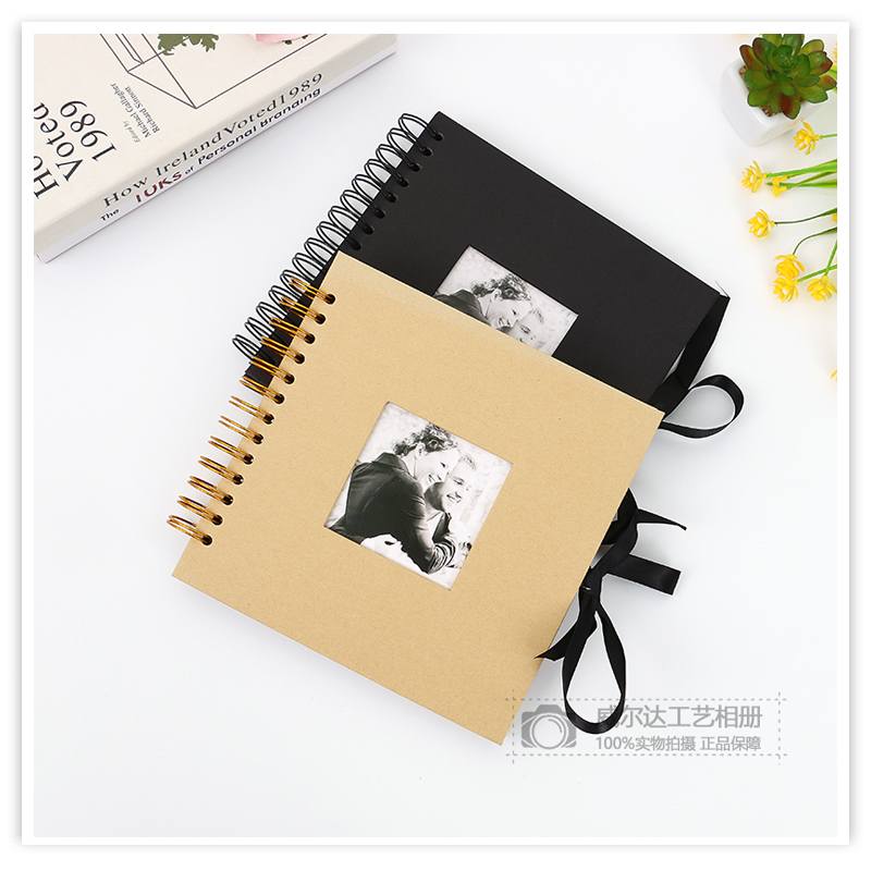 Cross-Border Source Manufacturer Black Paperboard Window DIY Album Handmade Bow Ribbon Photo Album Commemorative Album Wholesale