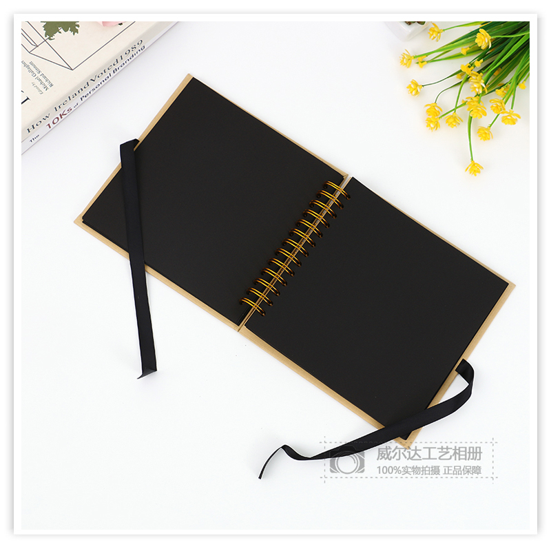Cross-Border Source Manufacturer Black Paperboard Window DIY Album Handmade Bow Ribbon Photo Album Commemorative Album Wholesale