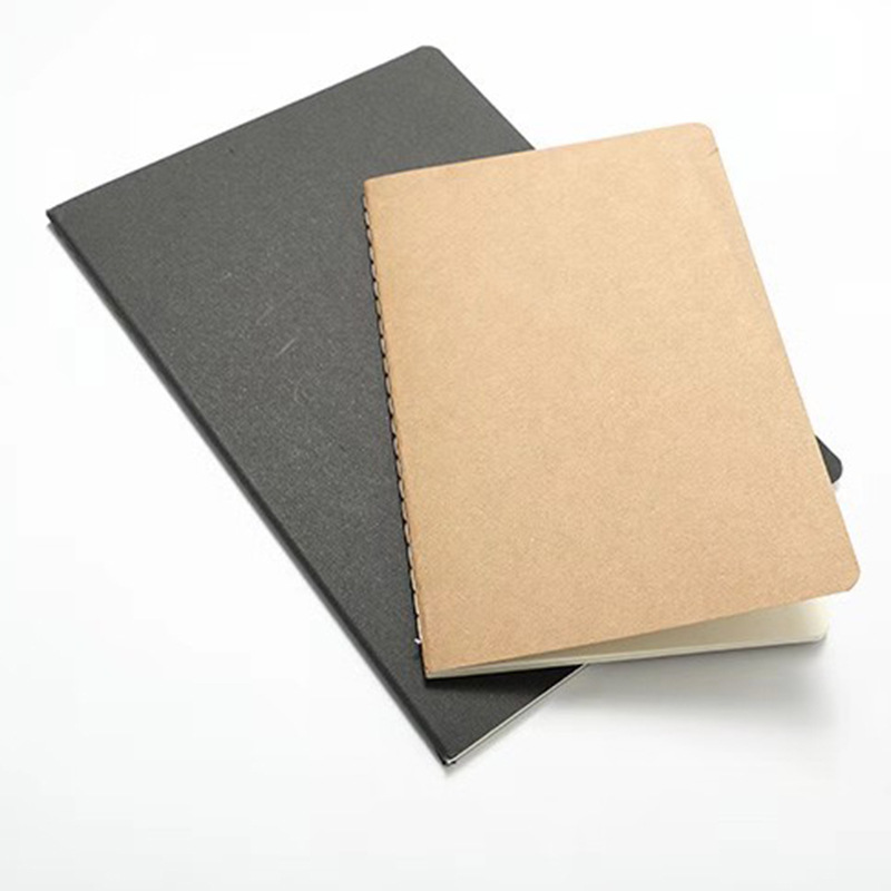 A4 Kraft Paper Black Paperboard Notepad Blank Book Inner Page Horizontal Line Sketch Book Hand-Painted Notebook
