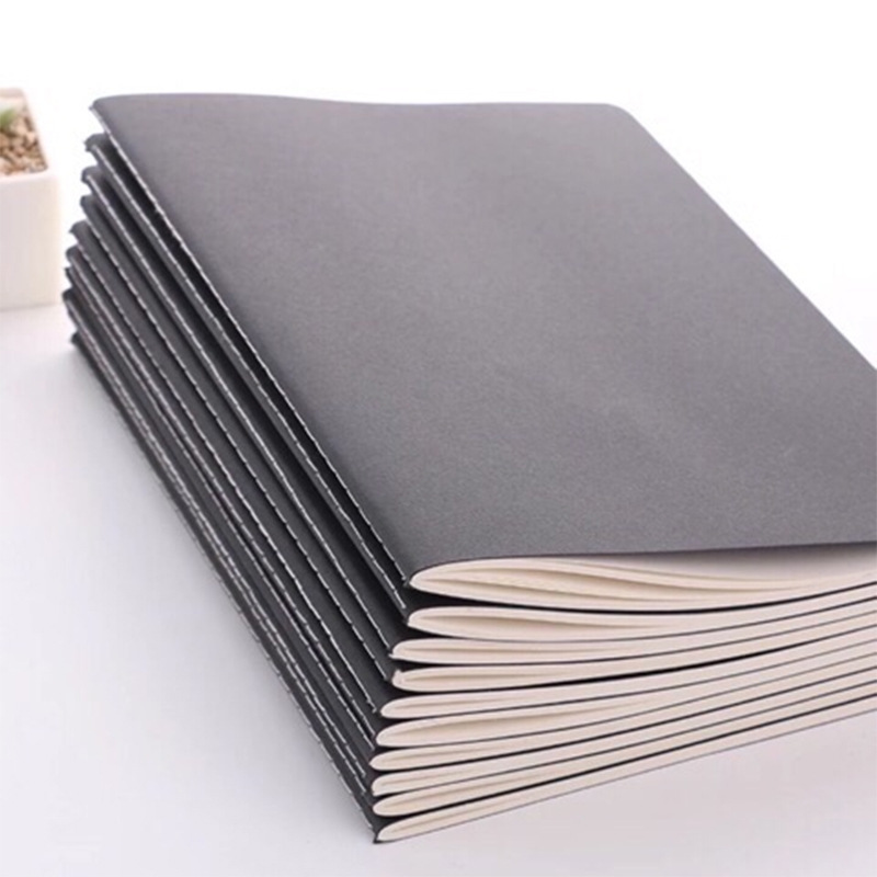 A4 Kraft Paper Black Paperboard Notepad Blank Book Inner Page Horizontal Line Sketch Book Hand-Painted Notebook