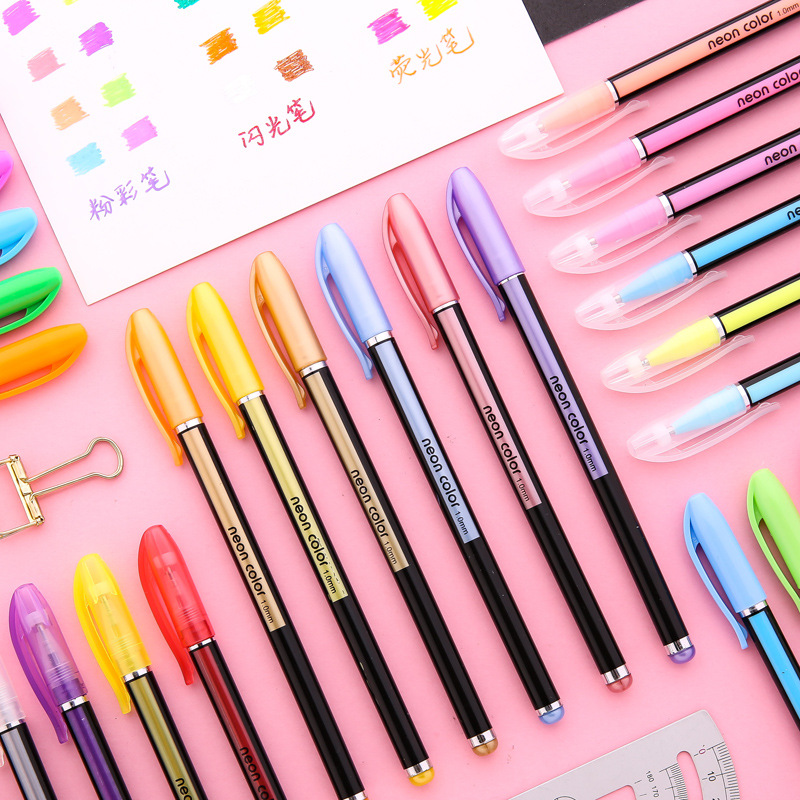 Metal Pastel Gel Pen Large Capacity DIY Album Black Paperboard Special Fluorescent Marker Color Flash Pen