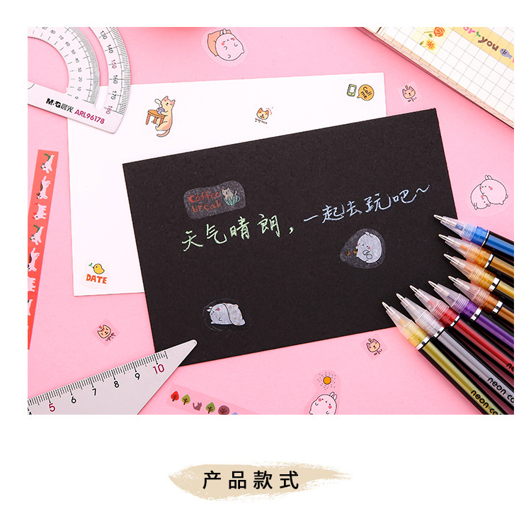 Metal Pastel Gel Pen Large Capacity DIY Album Black Paperboard Special Fluorescent Marker Color Flash Pen