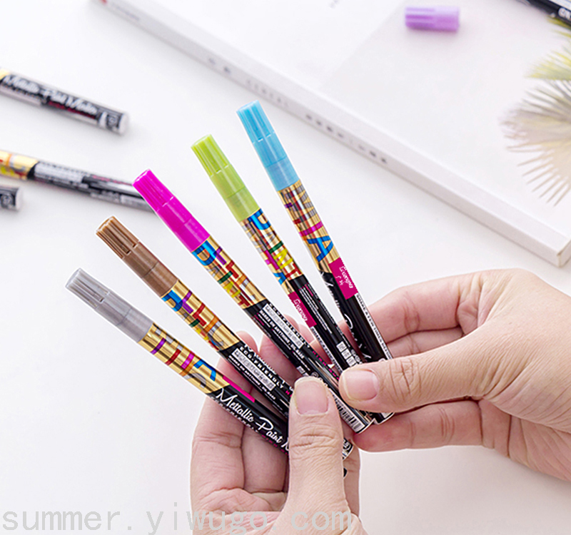 Guangna S730 Flash Metal Marker Pen DIY Album Graffiti Black Paperboard Mark Highlight Water-Based Painting Pen