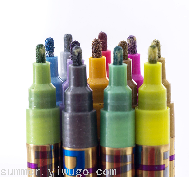 Guangna S730 Flash Metal Marker Pen DIY Album Graffiti Black Paperboard Mark Highlight Water-Based Painting Pen