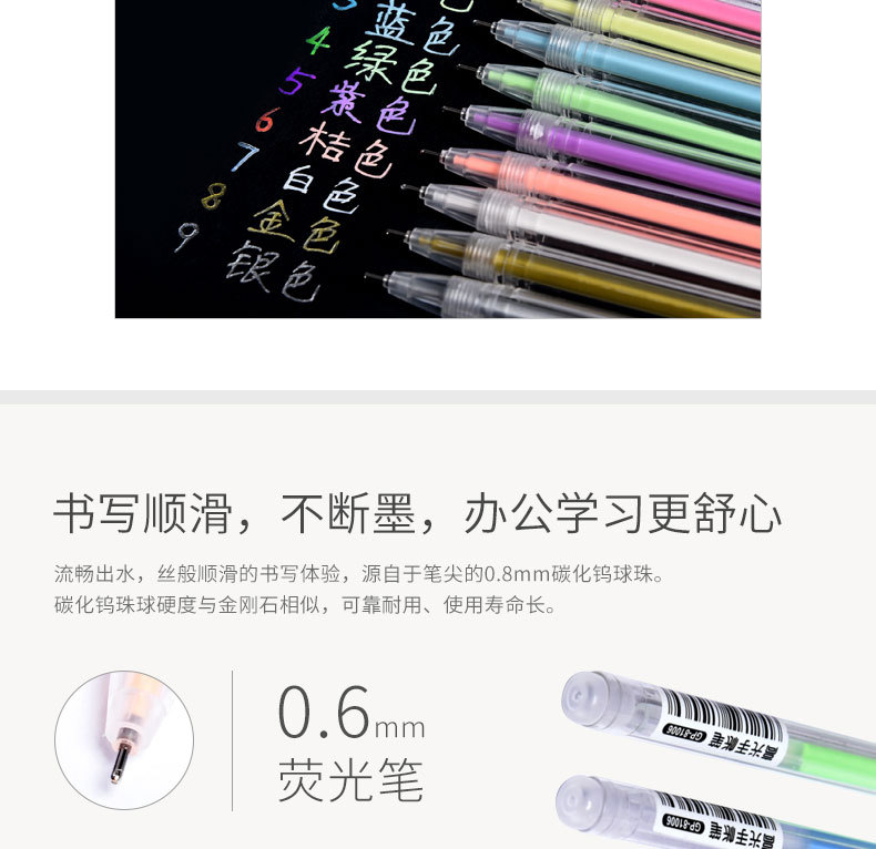 Creative Journal Gel Pen White Gold Silver DIY Black Paperboard Student Drawing with High Gloss Pastel Gel Pen