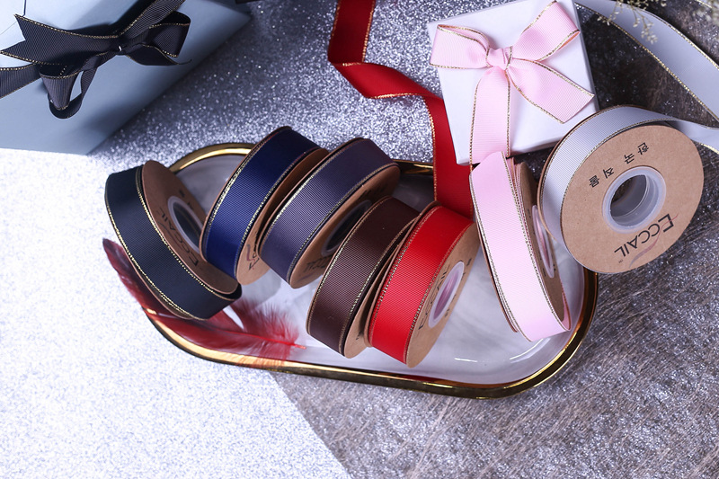 Golden Edge Thread Polyester Belt DIY Bow Hair Accessories Bouquet Cake Gift Box Packing Ribbon Clothing Accessories Ribbon Golden Edge Thread Polyester Belt DIY Bow Hair Accessories Bouquet Cake Gift Box Packing Ribbon Clothing Accessories Ribbon