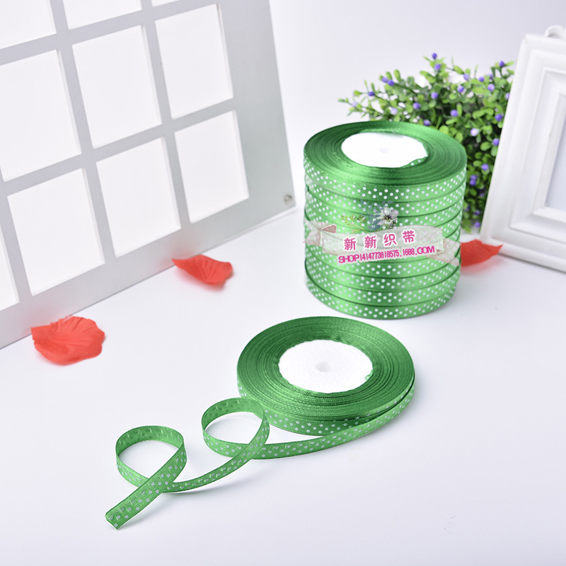 New Style 3-Point Ribbon Clothing Home Textile Gift Box Packing Ribbon Rolls Printing Dot Wedding Color Ribbon