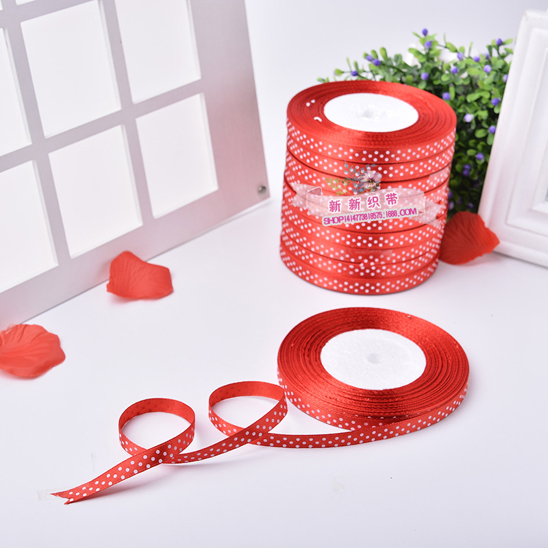 New Style 3-Point Ribbon Clothing Home Textile Gift Box Packing Ribbon Rolls Printing Dot Wedding Color Ribbon New Style 3-Point Ribbon Clothing Home Textile Gift Box Packing Ribbon Rolls Printing Dot Wedding Color Ribbon