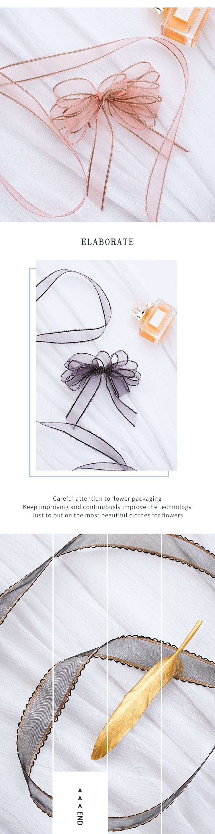 Lace Yarn with Floral Package Ribbon Chiffon Korean Style with Bouquet Packing Ribbon Handmade Bowknot Ribbon High-End Lace Yarn with Floral Package Ribbon Chiffon Korean Style with Bouquet Packing Ribbon Handmade Bowknot Ribbon High-End