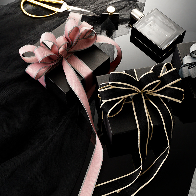 Bouquet Packing Ribbon Ribbon Korean Dual-Color Patchwork Ribbon Cake Gift Box Flower Shop Supplies Material Ribbon