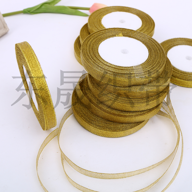 High-End Gold Dacron Ribbon Champagne Gold Wedding Ribbon Gift Packing Ribbon Cake Flower Ribbon