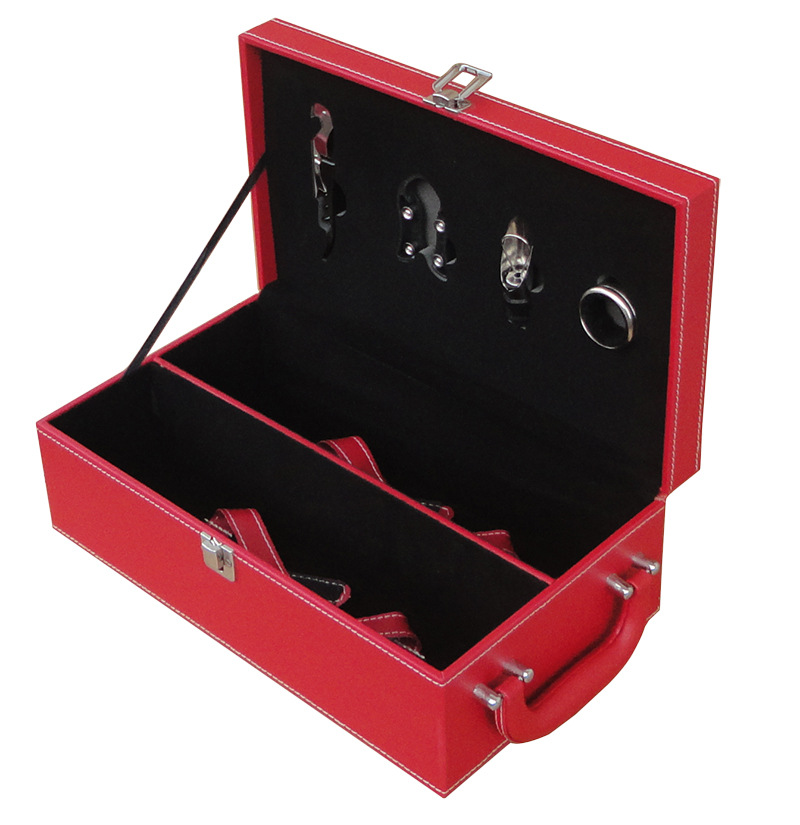 Customized Double Wine Leather Box Wine Double Bottles in Gift Box with Four-Piece Bottle Opener Wine Set Accessories Customized Double Wine Leather Box Wine Double Bottles in Gift Box with Four-Piece Bottle Opener Wine Set Accessories