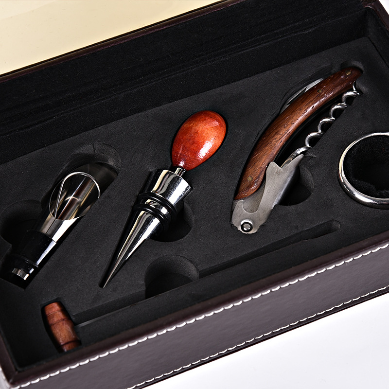 Wooden box new four-piece wine set wine bottle opener set manufacturers spot direct wholesale