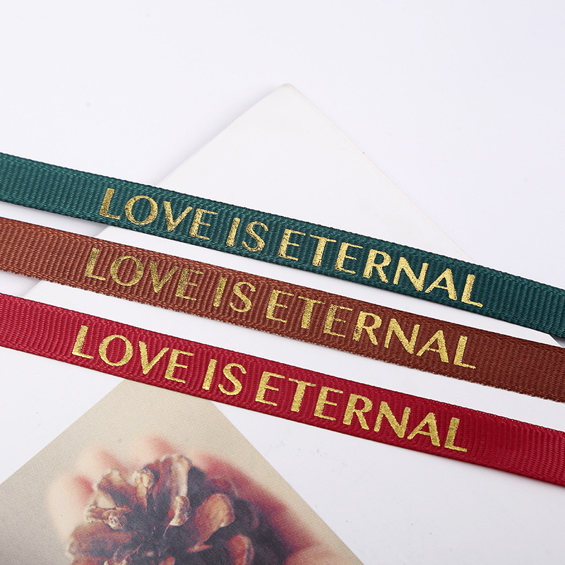 Spot 1cm Thread Bronzing Floral Flower Shop Bouquet Flowers Packing Ribbon Gift Packaging Clothing Headdress Ribbon