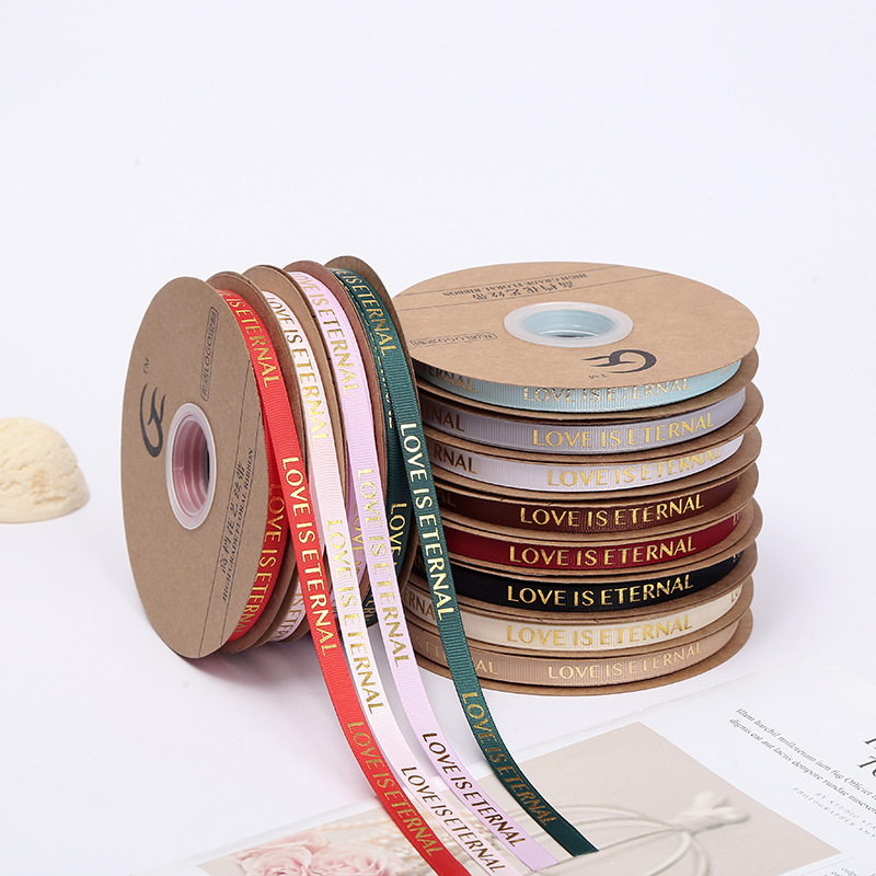 Spot 1cm Thread Bronzing Floral Flower Shop Bouquet Flowers Packing Ribbon Gift Packaging Clothing Headdress Ribbon